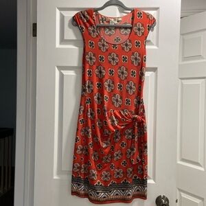 Tan MIDI Printed women dress